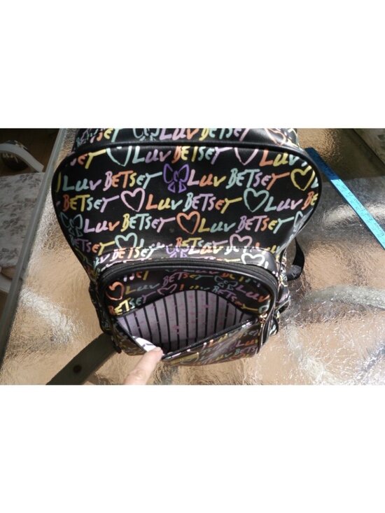 Backpack Luv Betsey Johnson Hearts Bows Black Pink Lg Bag 6 Pockets Polyurethane main image 12